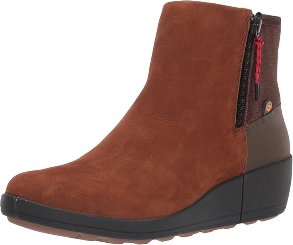 NIB Bogs Vista Waterproof Leather Rugged Zip Snow Boots Cognac Womens Size 7